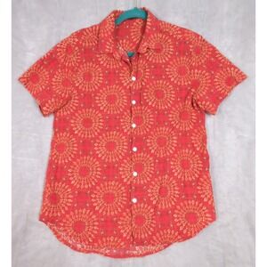 Dress Shirt‎ Mens Small Red All Over Print Geometric Cowboy Southwestern  Button